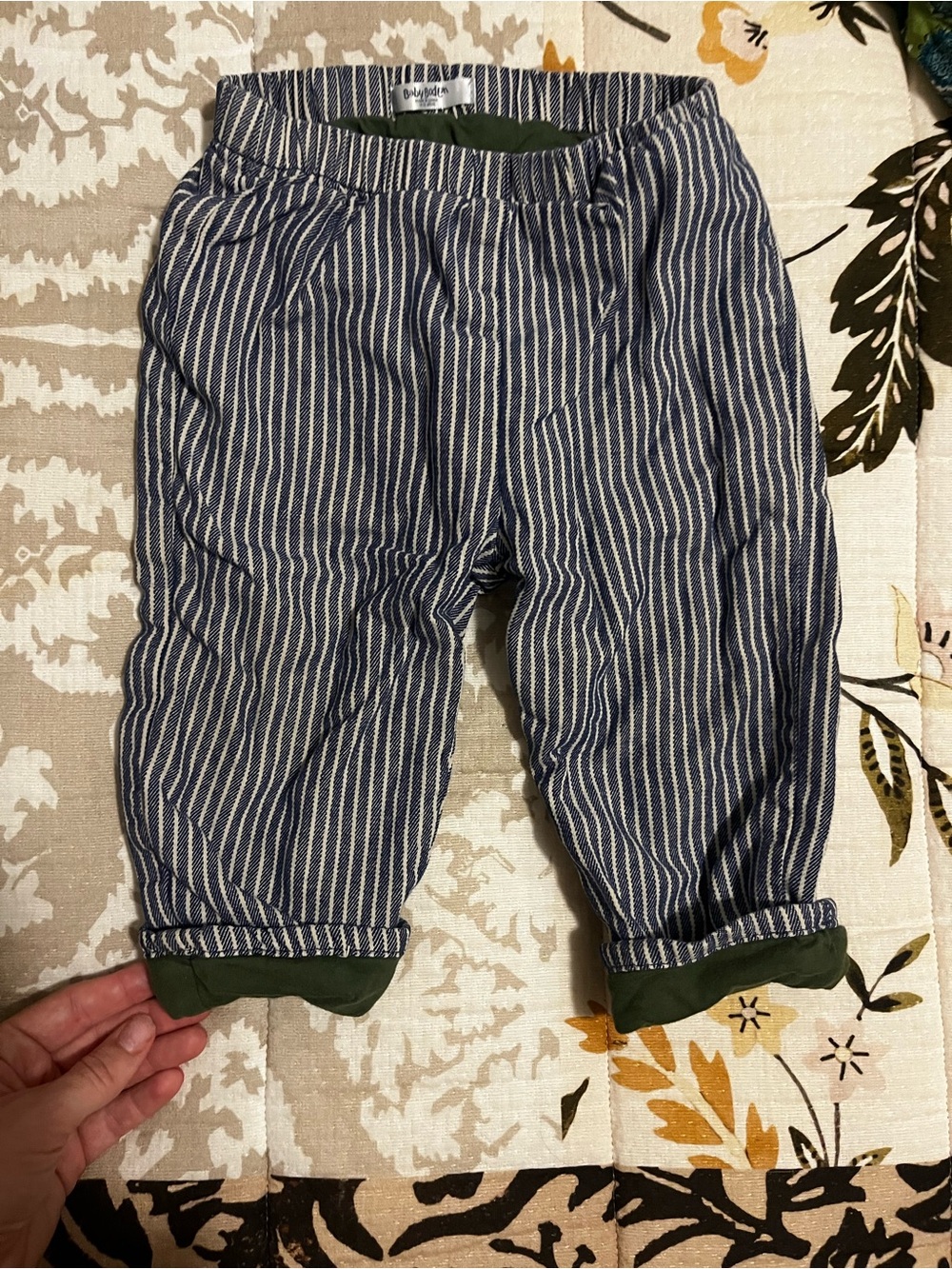 Baby Boden Blue Stripe Cotton Lined Pants
